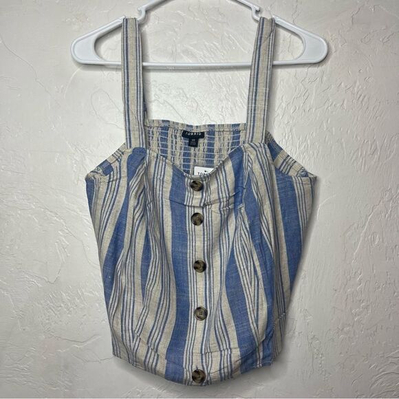 Torrid Linen Blend Button Front Crop Tank Size 00 8/10 - Picture 4 of 7